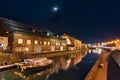 boats on Otaru canals at dusk