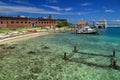 Boats and other Watercraft Docked at Fort Jefferson Royalty Free Stock Photo