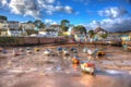 Boats in Paignton harbour Devon England uk in colourful HDR