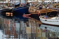 Boats parked at Nyhavn canal Royalty Free Stock Photo