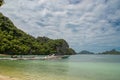 Boats parked on the pier at the tropical bay in Thailand. Ocean. Asia. Ang Thong Royalty Free Stock Photo