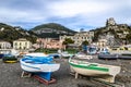 Boats parked on the sand on an amalfi beach. Italy Royalty Free Stock Photo