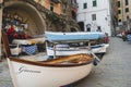 Boats parked in the street at Riomaggiore, a fisherman town in Cinque Terre