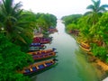 Boats parked in the White River Jamaica Royalty Free Stock Photo