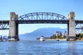 Boats Pass Under Burrard Bridge On False Creek in Vancouver Royalty Free Stock Photo