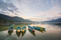 Boats on Phewa Lake in Pokhara,Nepal