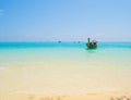 Boats in Phi Phi, Maya beach with blue turquoise seawater, Phuket island in summer season in travel holiday vacation trip. Andaman Royalty Free Stock Photo