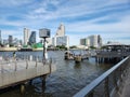 Boats pier in Bangkok river, Thailand