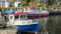 Boats at the pier in fisherman`s village, Norway Royalty Free Stock Photo