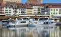 Boats at pier in Rapperswil, Switzerland
