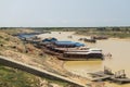 Boats at the pier, Tonle Sap lake in Cambodia