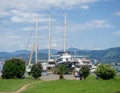 Boats in the port of Batumi. Ships in the harbor. Moored to the shore of the court. Resort place. Transport for Royalty Free Stock Photo