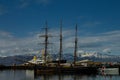 Boats in the port of Husavik Iceland