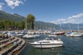 Boats in the port Lido di Cannobio on Lake Maggiore in northern Italy