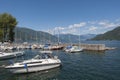 Boats in the port Lido di Cannobio on Lake Maggiore in northern Italy