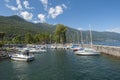 Boats in the port Lido di Cannobio on Lake Maggiore in northern Italy
