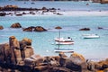 Boats in the port on the Pink Granite Coast (cote de granite ros