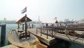 Boats at Port Saeed along Deira's shore of Dubai Creek, UAE. Timelapse