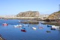 Boats in a port in summer in Cudillero, Spain Royalty Free Stock Photo