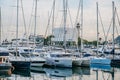 Boats in Port Vell in Barcelona, Spain