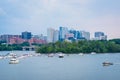 Boats in the Potomac River and the Rosslyn skyline, in Washington, DC Royalty Free Stock Photo