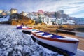 Puerto Viejo of Algorta in Getxo at winter with snow Royalty Free Stock Photo