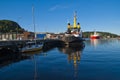 Boats on the quay at the port of halden Royalty Free Stock Photo