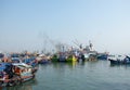 Boats at Qui Nhon Fish Port, Vietnam in the morning.