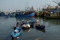 Boats at Qui Nhon Fish Port, Vietnam in the morning. Royalty Free Stock Photo