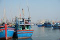 Boats at Qui Nhon Fish Port, Vietnam in the morning. Royalty Free Stock Photo