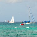 Boats racing in an annual competition in the caribbean Royalty Free Stock Photo