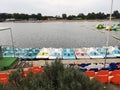 Boats ready for use on Ada Ciganlija Lake in Belgrade, Serbia.