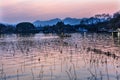 Boats Reflection Sunset West Lake Reflection Hangzhou Zhejiang C Royalty Free Stock Photo