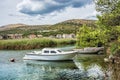 Boats with reflections in the beach bay, Pantan, Trogir, Croatia Royalty Free Stock Photo