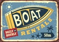 Boats rentals vintage beach sign concept