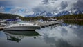 Boats on Jackson Lake Royalty Free Stock Photo