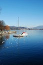 Boats at rest in the lake from Arona