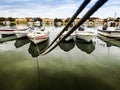 Boats on Ria formosa from Fuzeta with focus on boats
