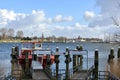 Boats at the departure point to the Zuiderzee Museum Royalty Free Stock Photo