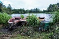 Boats on the river bank Royalty Free Stock Photo