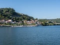 Boats and river cruise boat docked at Marina Entre os Rios on river Douro