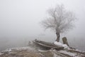 Boats on river Danube mid winter Royalty Free Stock Photo