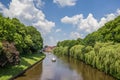 Boats on the river Ems in Meppen Royalty Free Stock Photo