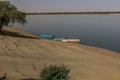 Boats at the river Nile in Abri, Sud Royalty Free Stock Photo