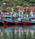 Boats on the Batang Arau River in Padang, West Sumatra