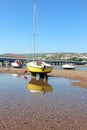 Boats on the River Teign at Shaldon, Devon, at low tide Royalty Free Stock Photo