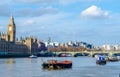 Boats on the River Thames by the iconic Big Ben