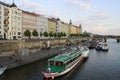 Boats on the river of Vltava Prague Royalty Free Stock Photo