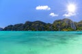 Boats and rocks, Phi Phi Don island, Andaman sea, Krabi, Thailan