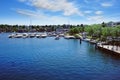 Boats in the Round Lake marina in downtown Charlevoix Michigan